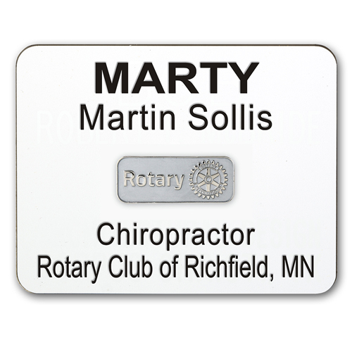 Rotary 4Line Custom Engraved Plastic Name Badge Rotary Club Supplies